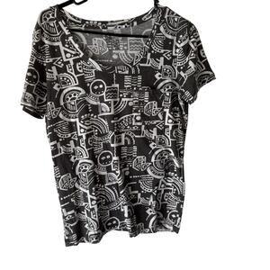 Nollie Shirt‎ Mens Large Geometric Tribal Print Short Sleeve Pocket Tee